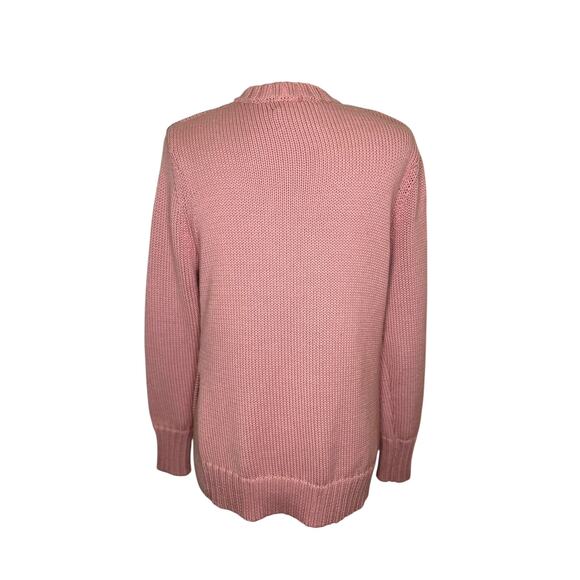 Tory Burch Sport Merino Wool Long Sleeve Pull Over Sweater Dusty Rose Oversized - Picture 5 of 7